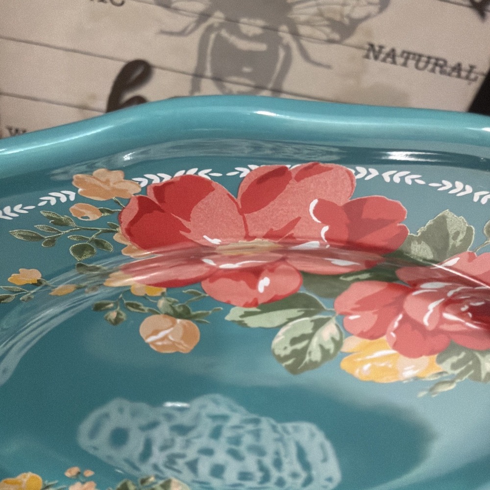 The Pioneer Woman Vintage Floral Teal Salad Plates 8.5" Set of 2 - Picture 3 of 9
